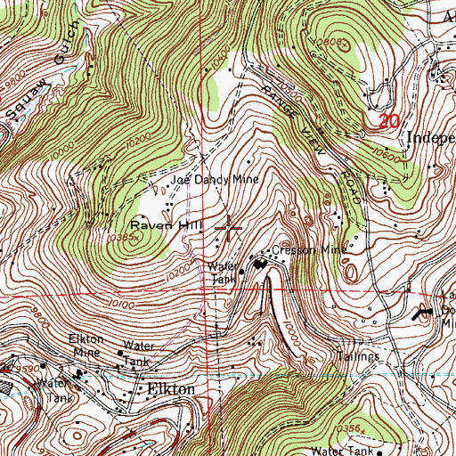 Topographic Map of Kentucky Belle Mine, CO