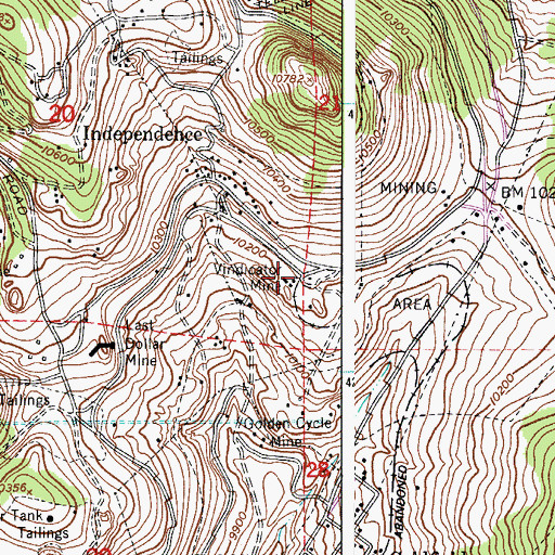 Topographic Map of Llewellyn Mine, CO