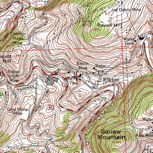 Topographic Map of Lonaconing Mine, CO