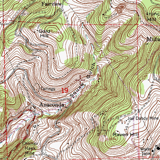 Topographic Map of Lucky Corner Mine, CO