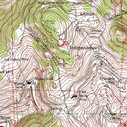 Topographic Map of Lucky Gus Mine, CO