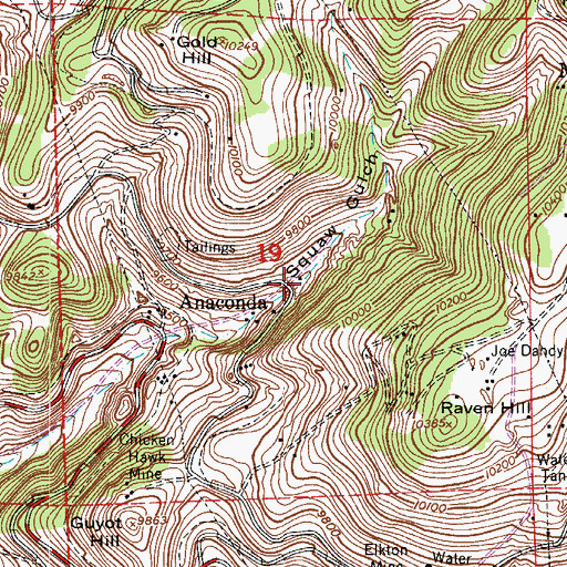 Topographic Map of Lucky Tunnel Mine, CO