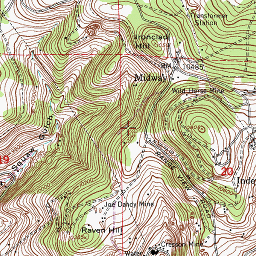 Topographic Map of Mackey Mine, CO