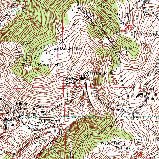 Topographic Map of Maggie Mine, CO