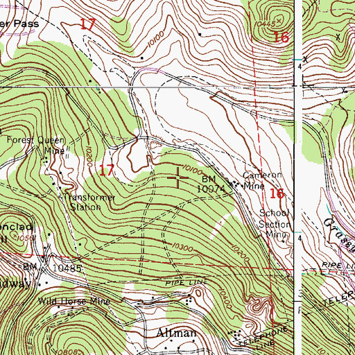 Topographic Map of Margaret Mine, CO