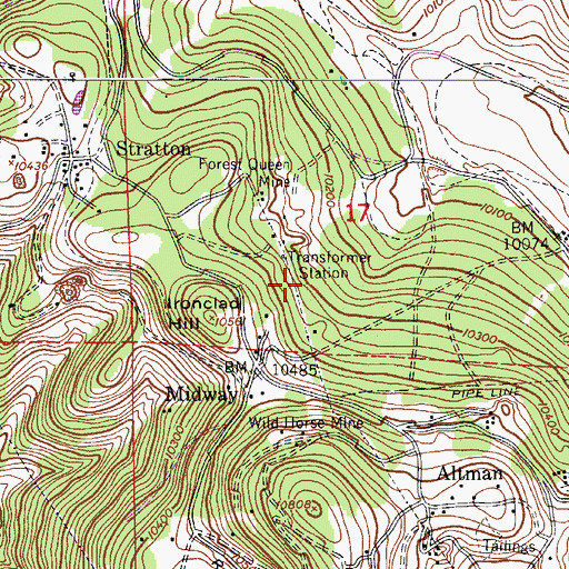 Topographic Map of Maud Mine, CO