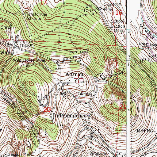 Topographic Map of Mercer Mine, CO