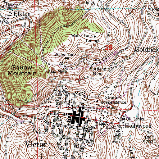 Topographic Map of Mohican Mine, CO