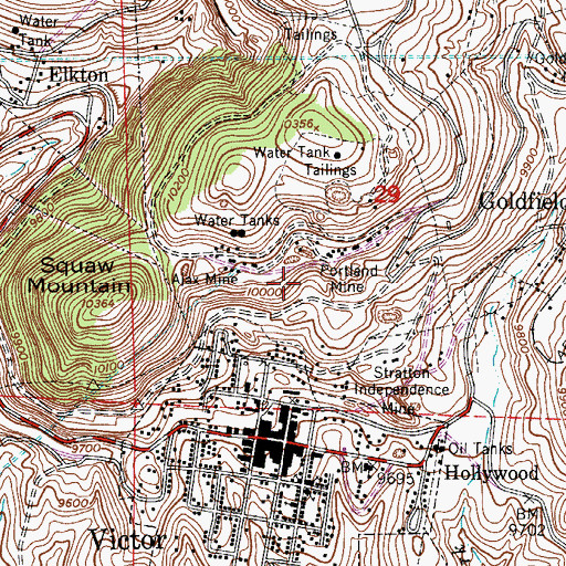 Topographic Map of Monument Mine, CO