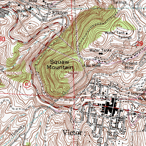 Topographic Map of Nellie V Mine, CO