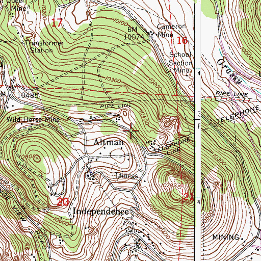 Topographic Map of Night Hawk Mine, CO