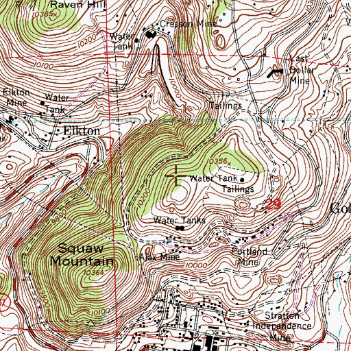 Topographic Map of Nugget Mine, CO