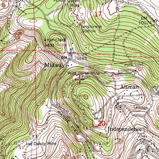 Topographic Map of Oak Mine, CO