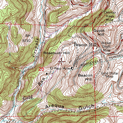 Topographic Map of Old Gold Mine, CO
