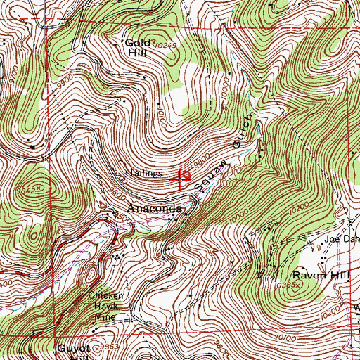 Topographic Map of Ophelia Tunnel Mine, CO