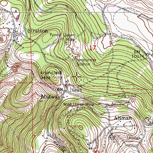 Topographic Map of Patti Rosa Mine, CO
