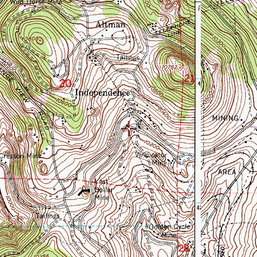 Topographic Map of Pauper Mine, CO