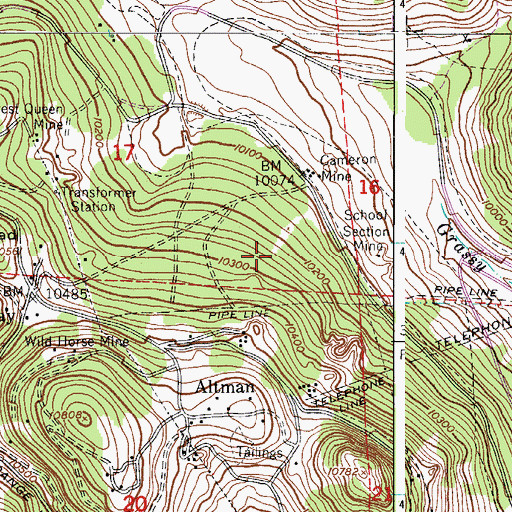 Topographic Map of Pinnacle Mine, CO