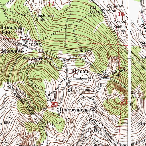 Topographic Map of Pinto Mine, CO