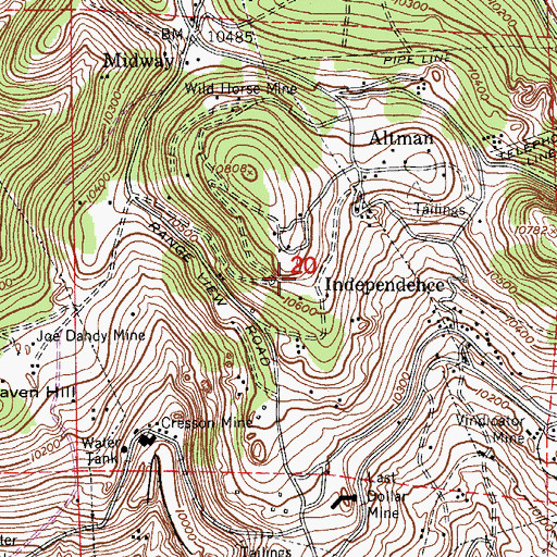 Topographic Map of Porcupine Mine, CO