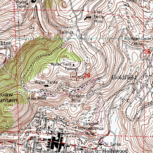 Topographic Map of Portland Number Two Mine, CO