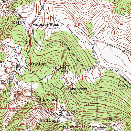 Topographic Map of Pride Mine, CO