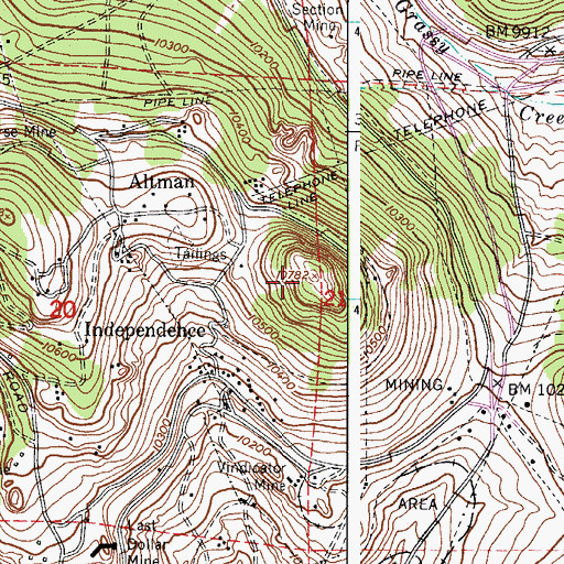 Topographic Map of Pueblo Mine, CO
