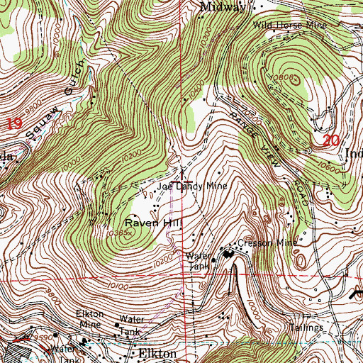 Topographic Map of Rattler Mine, CO