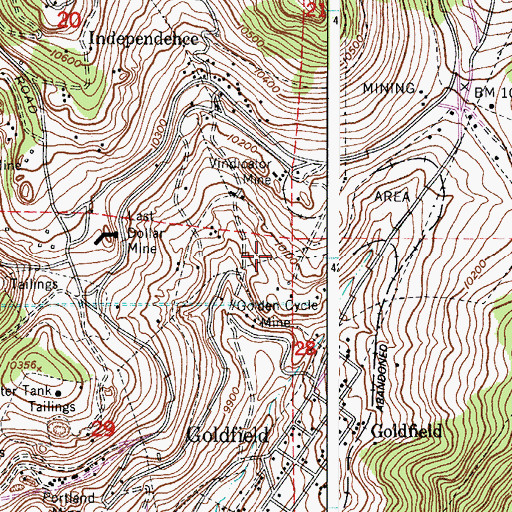 Topographic Map of Russell Mine, CO