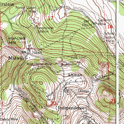 Topographic Map of Saunders Mine, CO