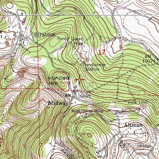 Topographic Map of Solomon Mine, CO