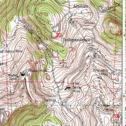 Topographic Map of Specimen Mine, CO
