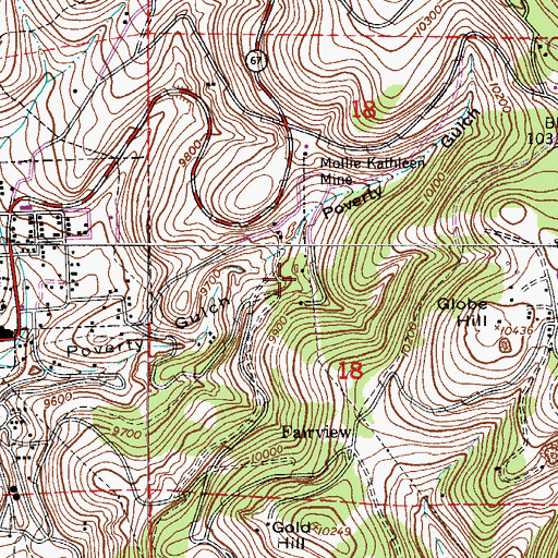 Topographic Map of Teddy Nolan Shaft Mine, CO