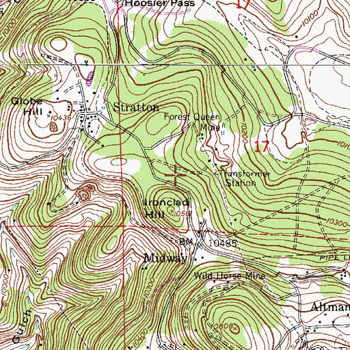 Topographic Map of Teutonic Mine, CO