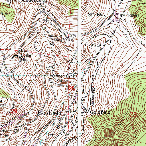Topographic Map of Theresa Mine, CO