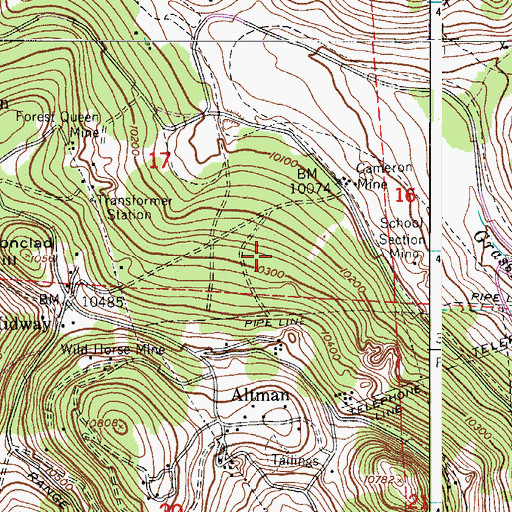 Topographic Map of Uncle Sam Mine, CO