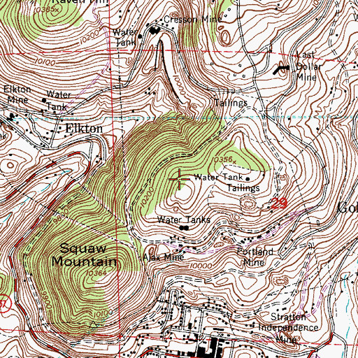 Topographic Map of Whim Mine, CO