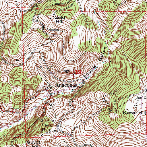 Topographic Map of Whitford Tunnel Mine, CO