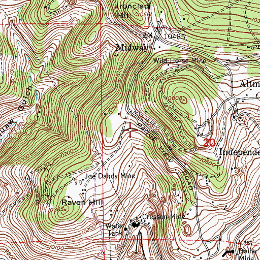 Topographic Map of Wykoff Mine, CO