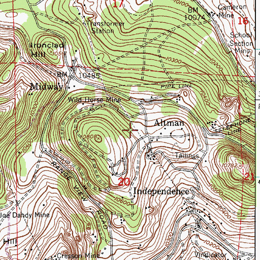 Topographic Map of Zenobia Mine, CO
