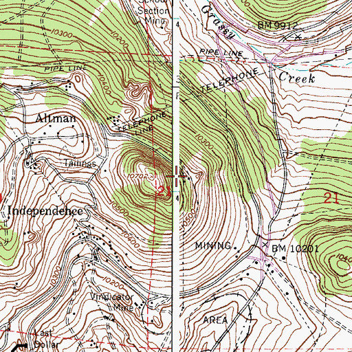Topographic Map of Victor Mine, CO