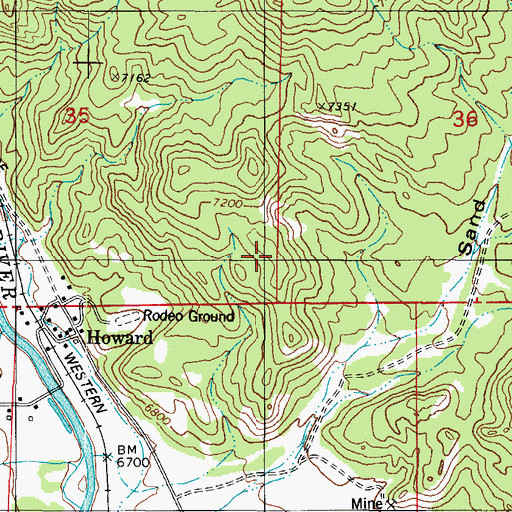 Topographic Map of Howard Sand Gulch Mine, CO
