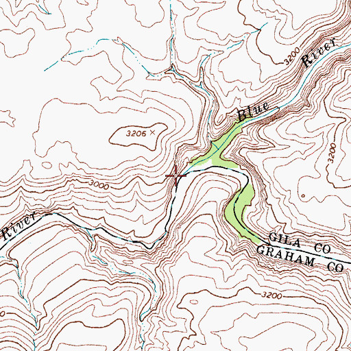 Topographic Map of Blue River, AZ