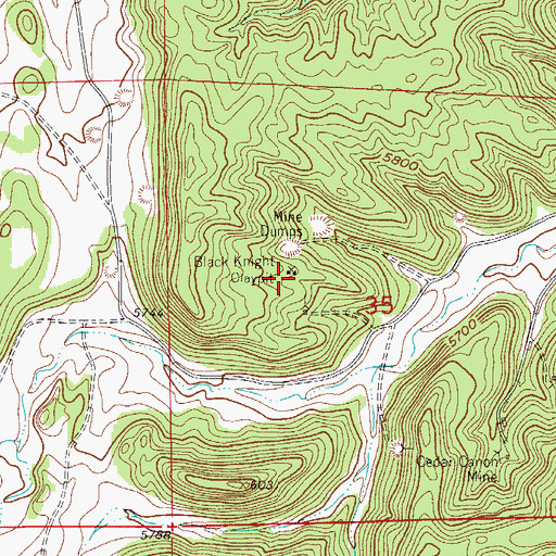 Topographic Map of Black Knight Mine, CO