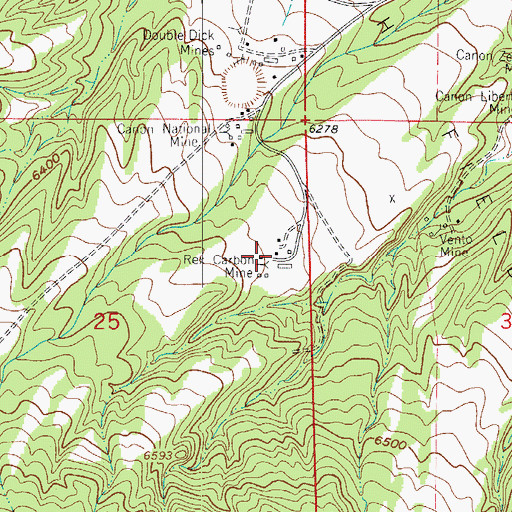 Topographic Map of Red Carbon Mine, CO