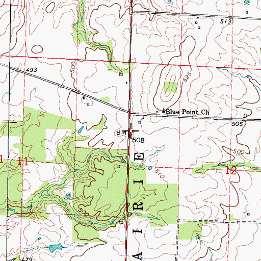 Topographic Map of Blue Point School (historical), IL
