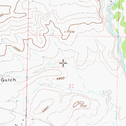 Topographic Map of Georges Gulch, CO