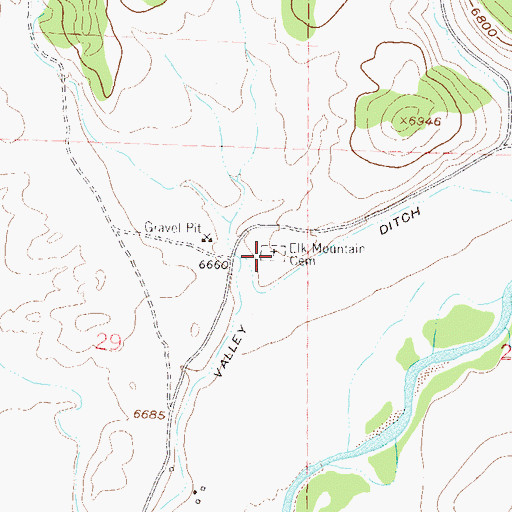 Topographic Map of Elk Mountain Cemetery, CO