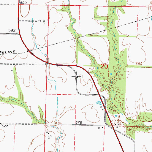 Topographic Map of Barr School (historical), IL