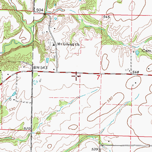 Topographic Map of Centenary Church (historical), IL